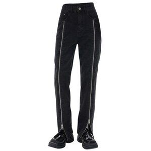 Italian Zip Up Leg Grunge Jeans